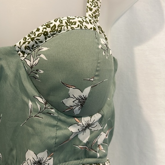 Band of Gypsies Collective Sage Green Mixed Pattern Maxi Dress - Picture 4 of 7